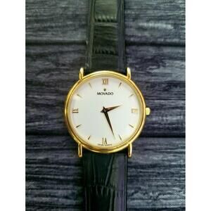 Rare Movado Ref 87E40885 Mens Watch Roman White Enamel Dial